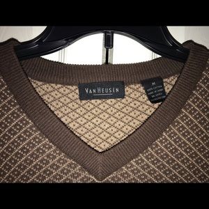 Van Heusen Mens Brown sweater vest size Medium Cotton